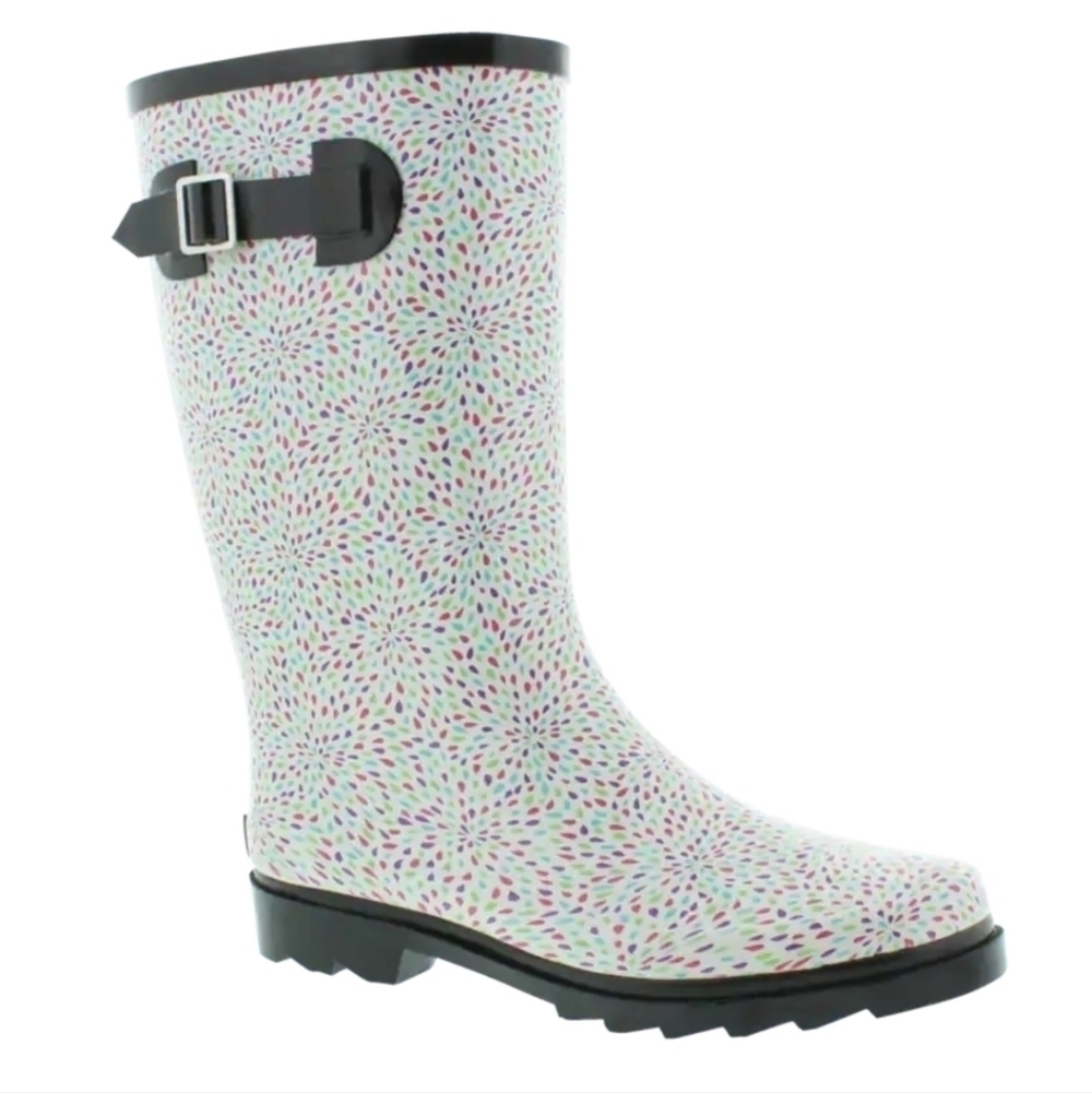 OUTBOUND Waterproof Rain-Patterned Rubber Rain Boots, Multi-Color, Size 6